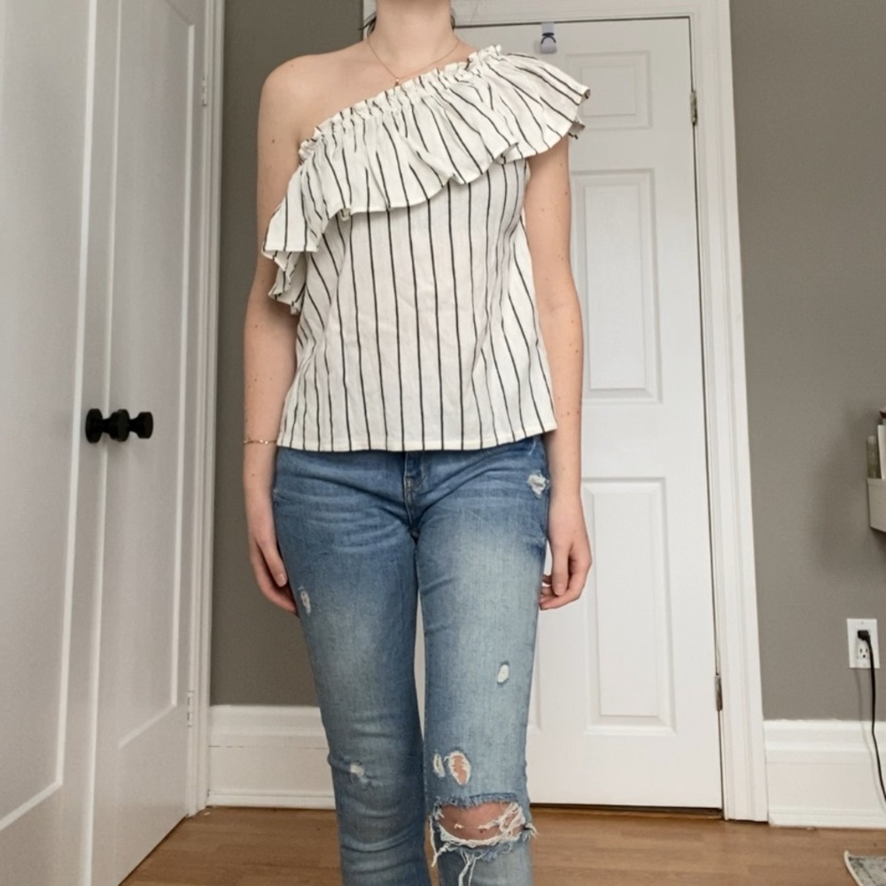 Billabong one shoulder top with ruffle